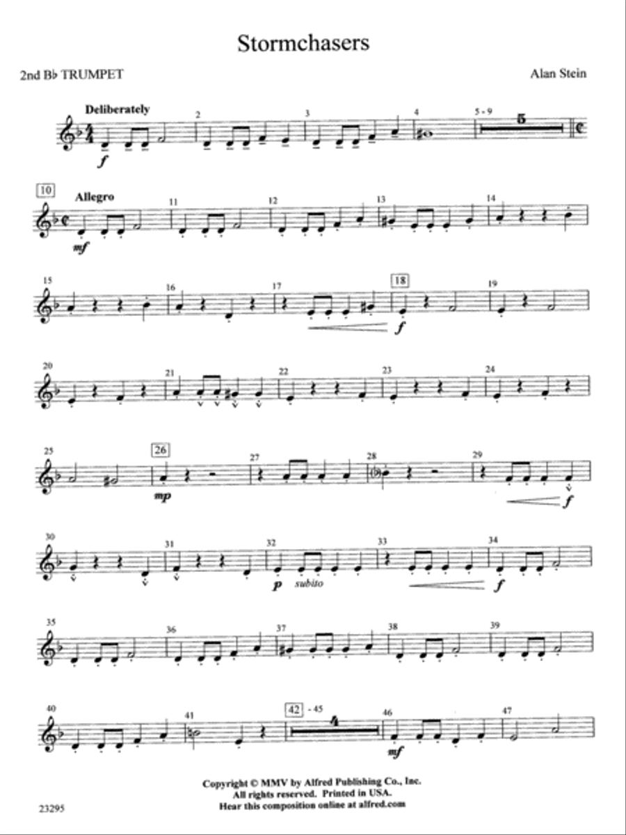 Stormchasers: 2nd B-flat Trumpet Concert Band scores gallery preview page 1