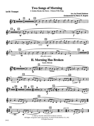 Two Songs of Morning: 1st B-flat Trumpet