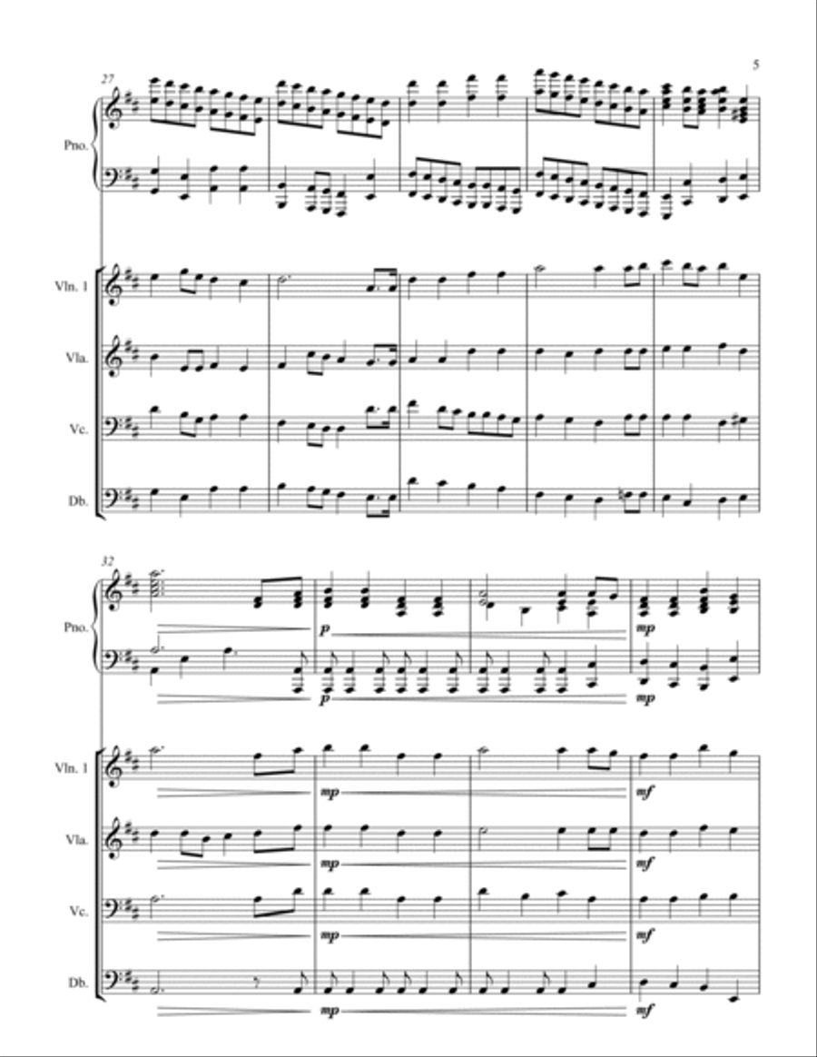The National Anthem of South Africa, Nkosi Sikelel' iAfrika (Piano Quintet) Piano Quintet scores gallery preview page 5