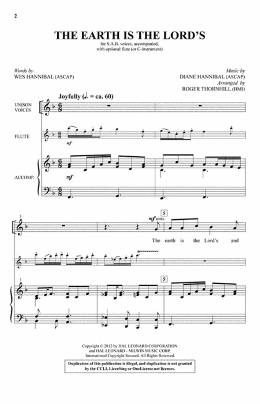 The Earth Is the Lord's The Earth Is the Lord's 3-Part scores gallery preview page 2