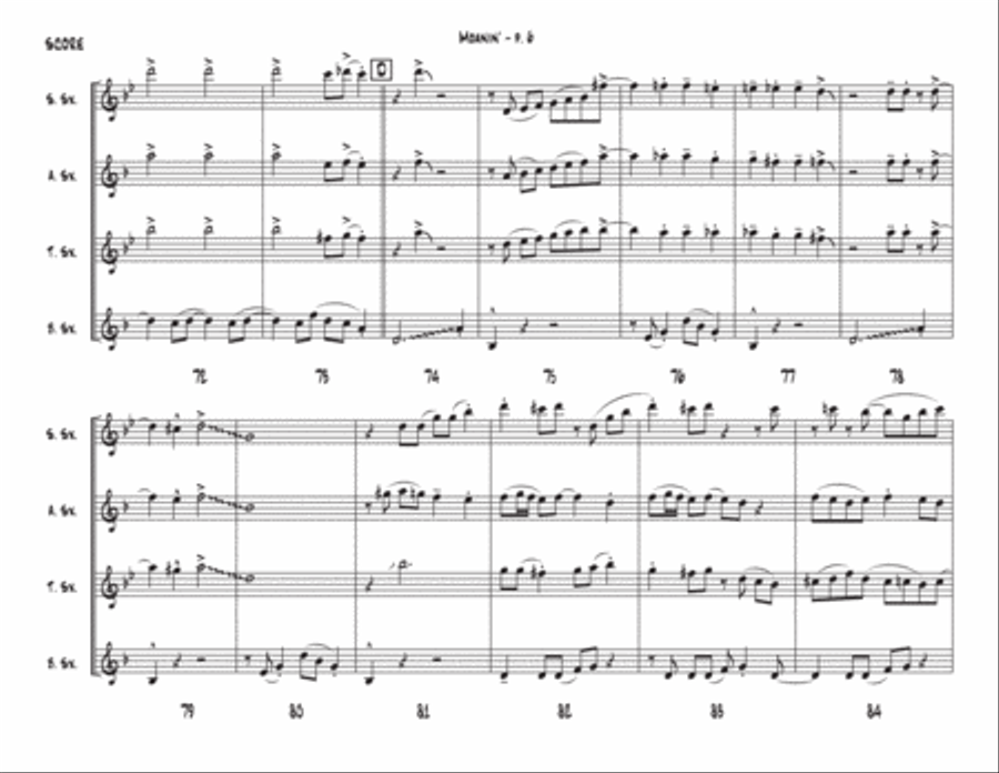 Moanin' Saxophone Quartet scores gallery preview page 6