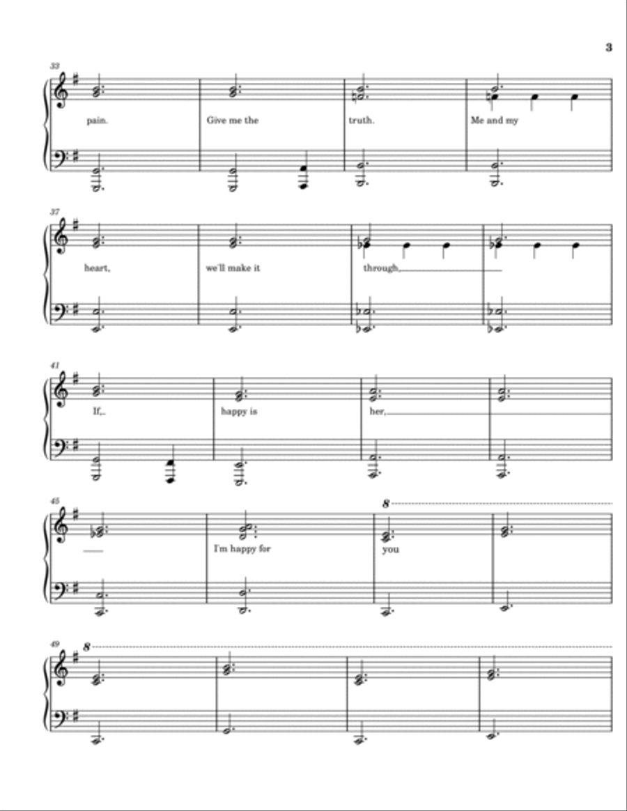 Stone Cold Stone Cold Easy Piano scores gallery preview page 3