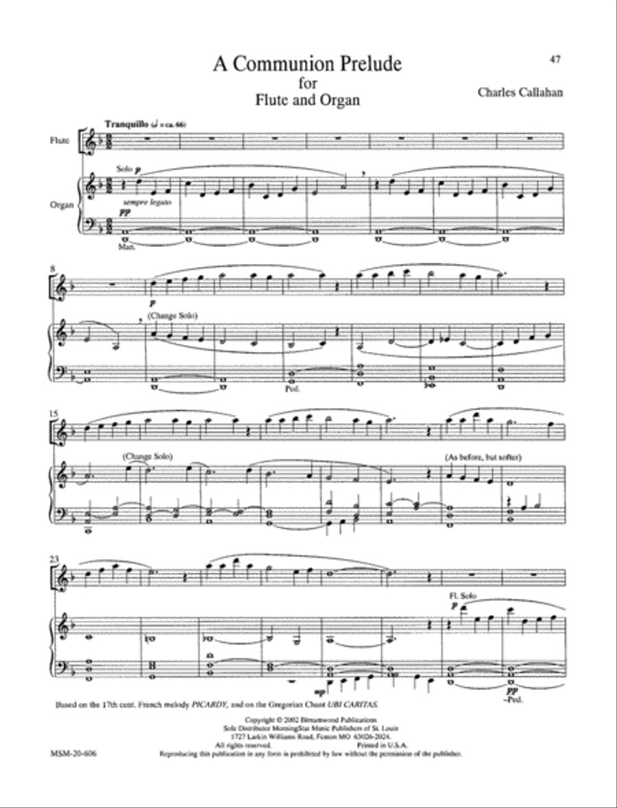 Preludes for Flute and Organ Flute Solo scores gallery preview page 10