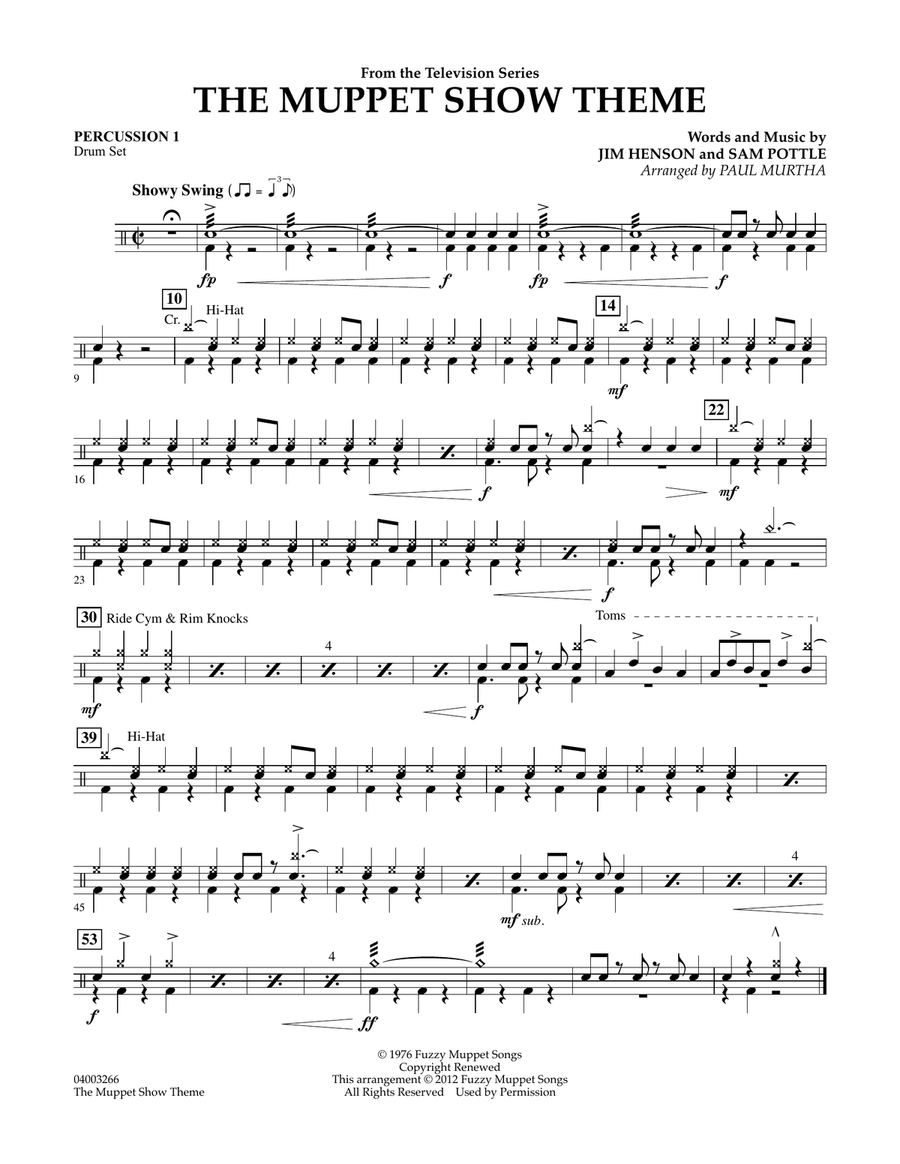 The Muppet Show Theme - Percussion 1 Concert Band scores gallery preview page 1