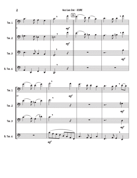 Auld Lang Syne for Trombone Quartet or Choir