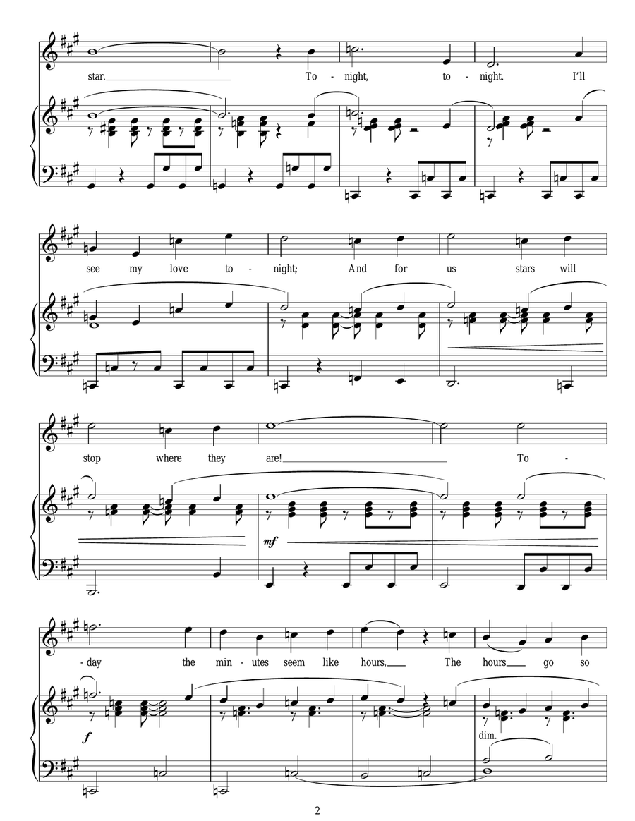 Tonight (from West Side Story) Piano, Vocal scores gallery preview page 2