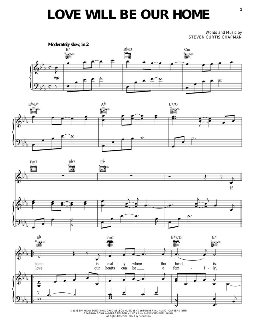 Love Will Be Our Home Piano, Vocal, Guitar scores gallery preview page 1