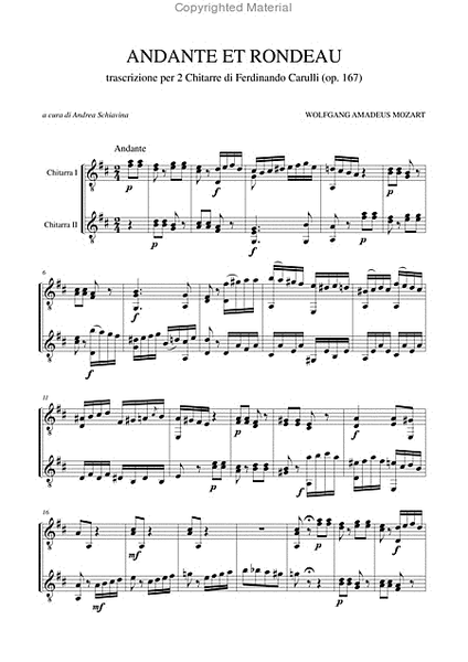 Andante et Rondeau transcribed for 2 Guitars by Ferdinando Carulli (Op. 167)