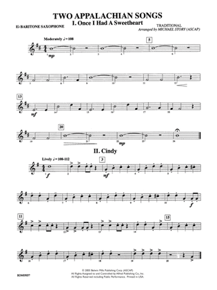 Two Appalachian Songs (I. "Once I Had a Sweetheart," II. "Cindy"): E-flat Baritone Saxophone