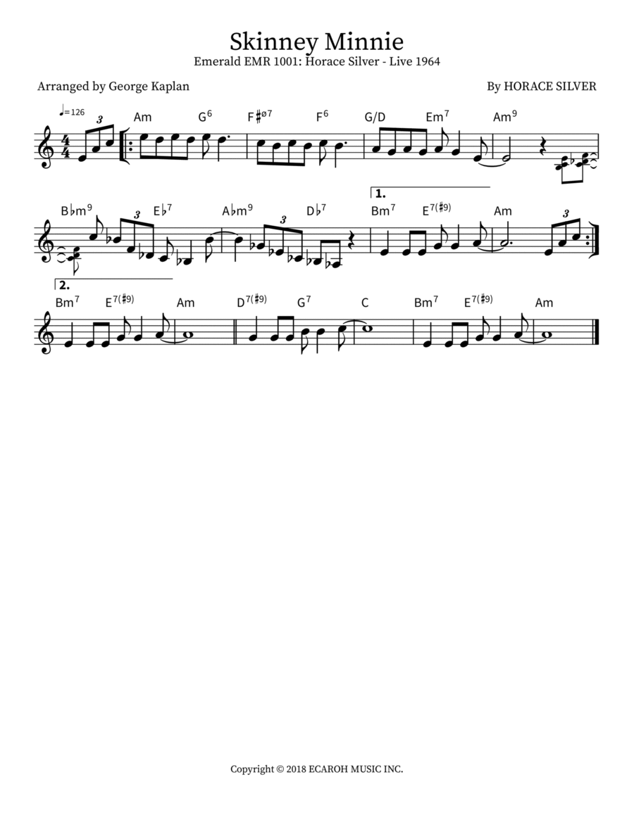 Skinney Minnie Piano scores gallery preview page 1