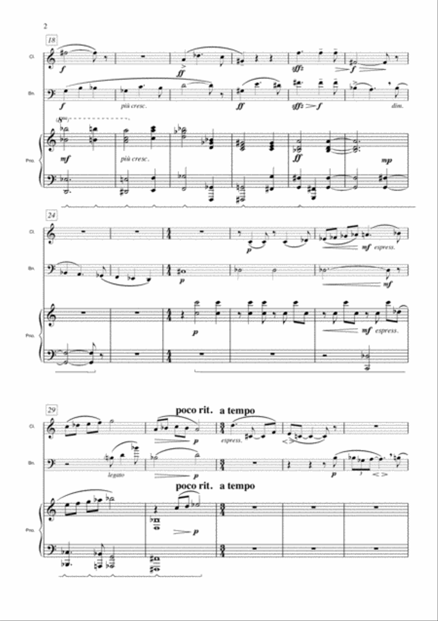 [Van de Vate] Trio for Clarinet, Bassoon, and Piano Woodwind Duet scores gallery preview page 4