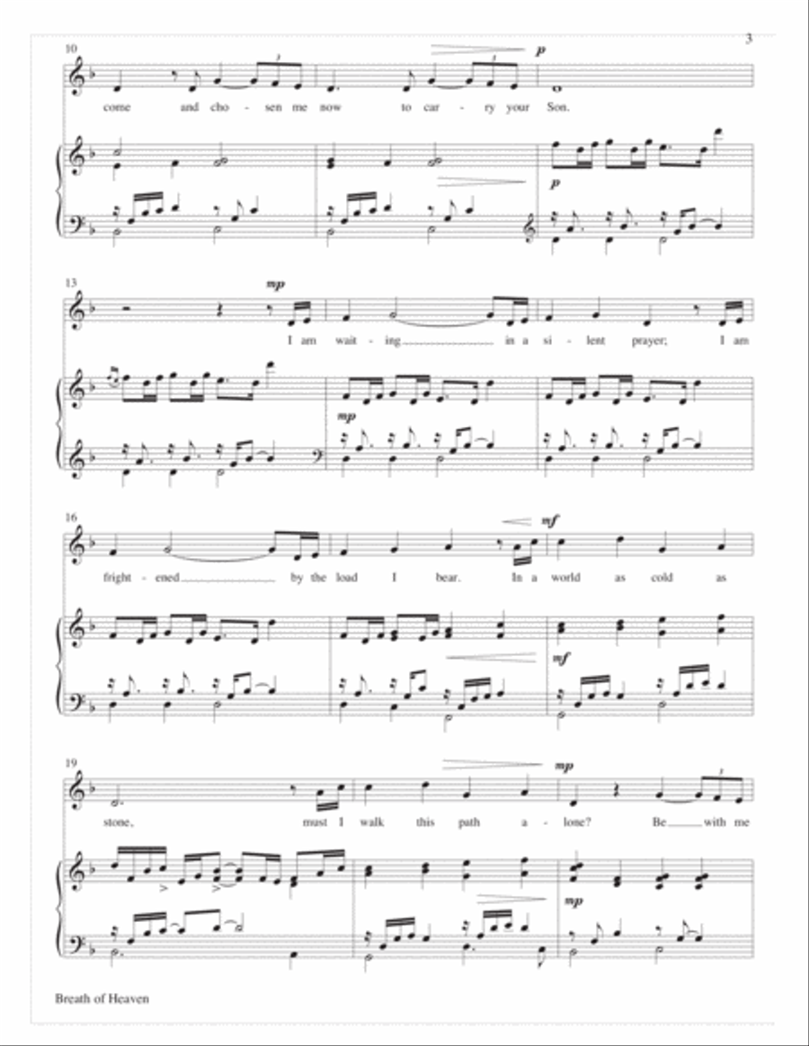 Breath of Heaven (Mary's Song) Medium Voice scores gallery preview page 3