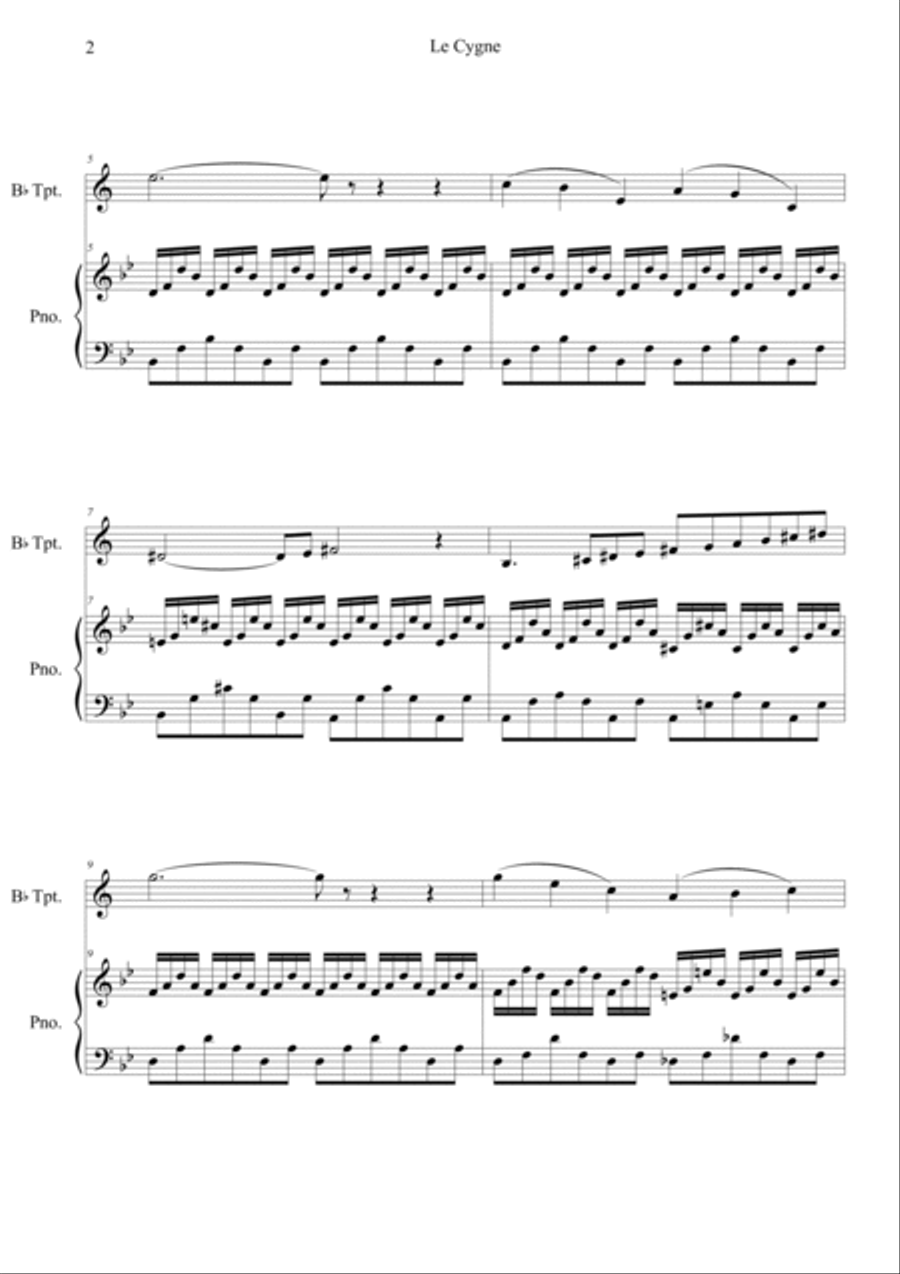 Le Cygne (Le Carnaval des Animaux) in Bb Trumpet Solo scores gallery preview page 2