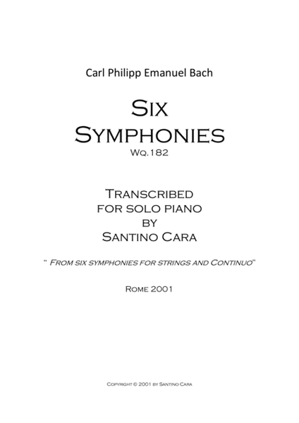 Bach C.P.E - Six symphonies - Piano version