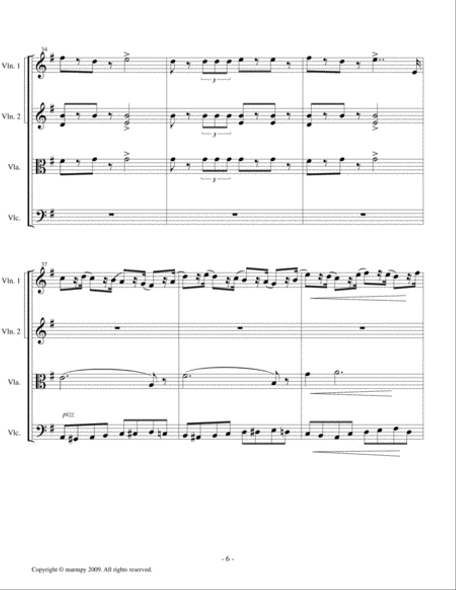 March from the Nutcracker by Tchaikovsky (arranged for String Quartet) String Quartet scores gallery preview page 6