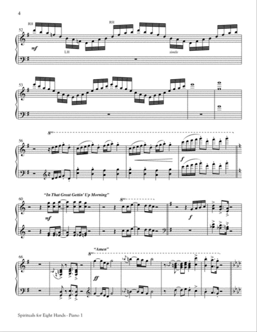Spirituals for Eight Hands-Digital Download Piano Solo scores gallery preview page 3