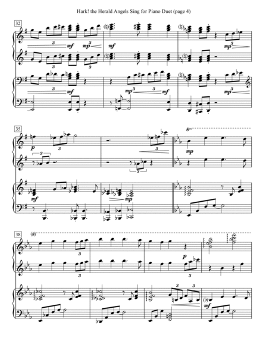 Hark! the Herald Angels Sing for Piano Duet 1 Piano, 4-Hands scores gallery preview page 4