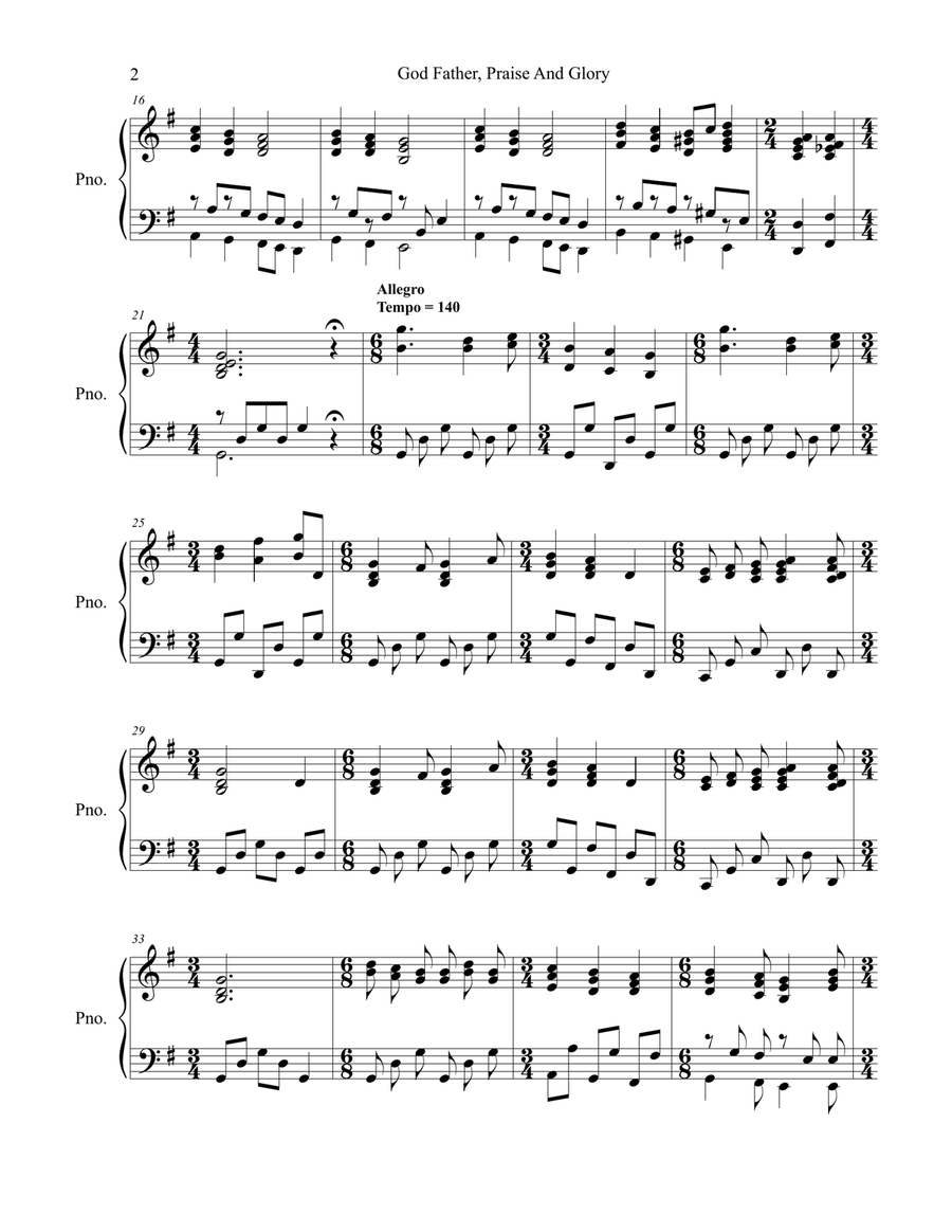 God Father, Praise And Glory Piano Solo scores gallery preview page 3