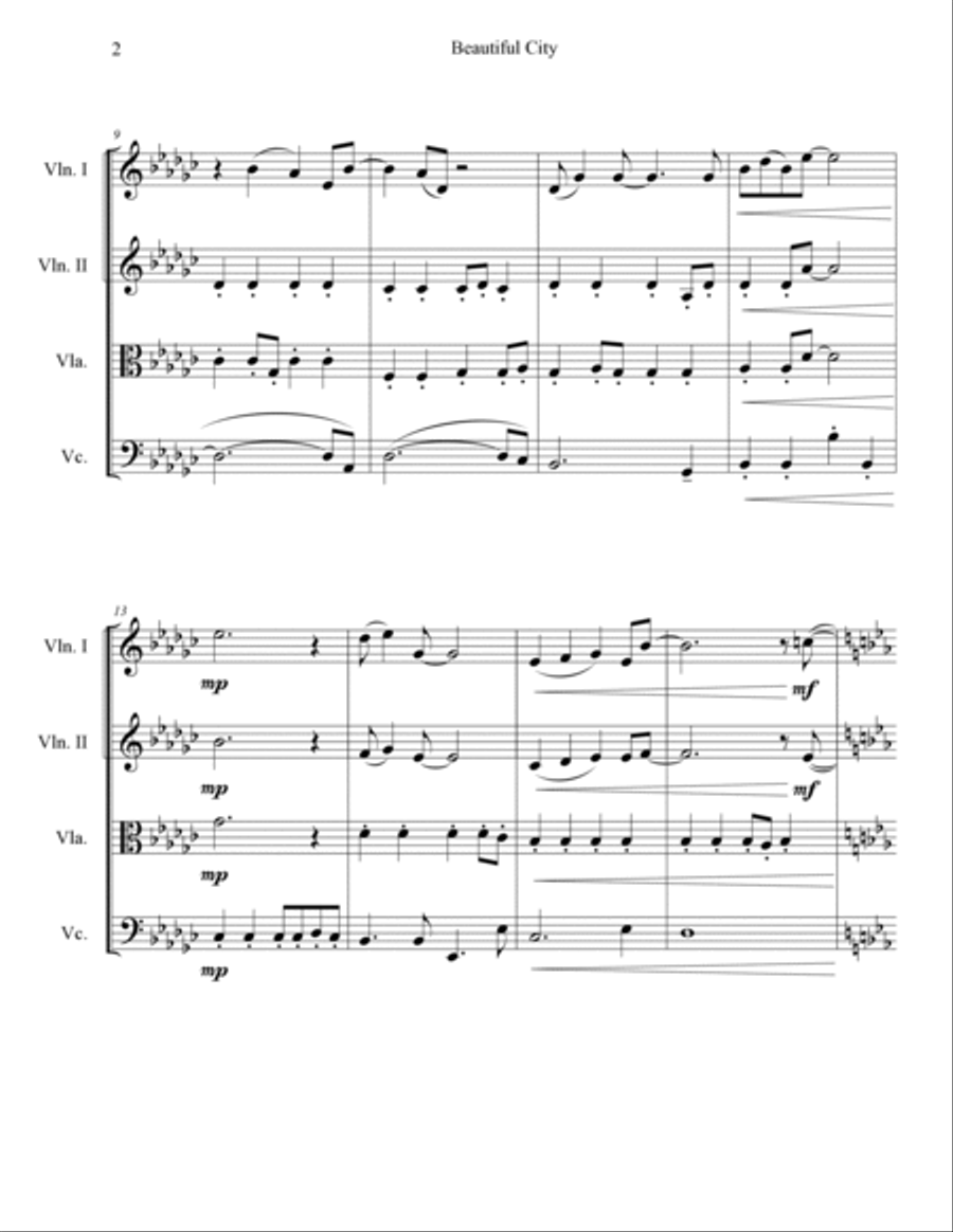 Beautiful City Beautiful City String Quartet scores gallery preview page 2