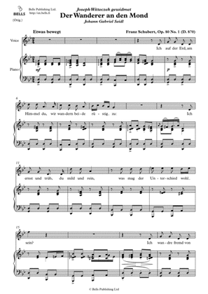 Der Wanderer an den Mond, Op. 80 No. 1 (D. 870) (Original key. G minor)