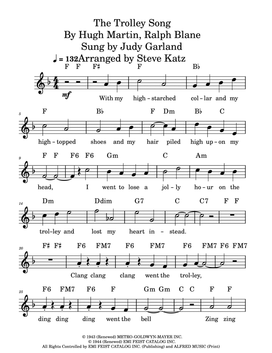 The Trolley Song Piano scores gallery preview page 1
