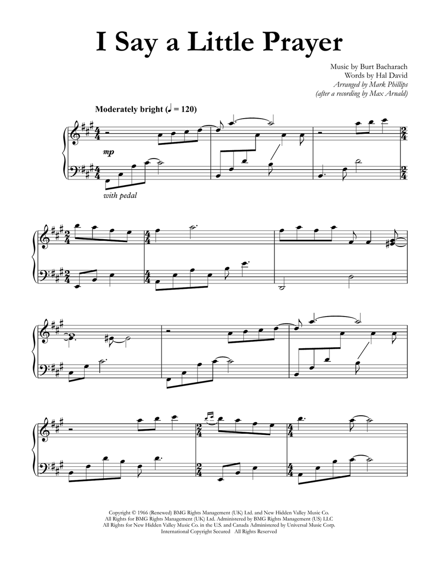 I Say A Little Prayer Piano Solo scores gallery preview page 1