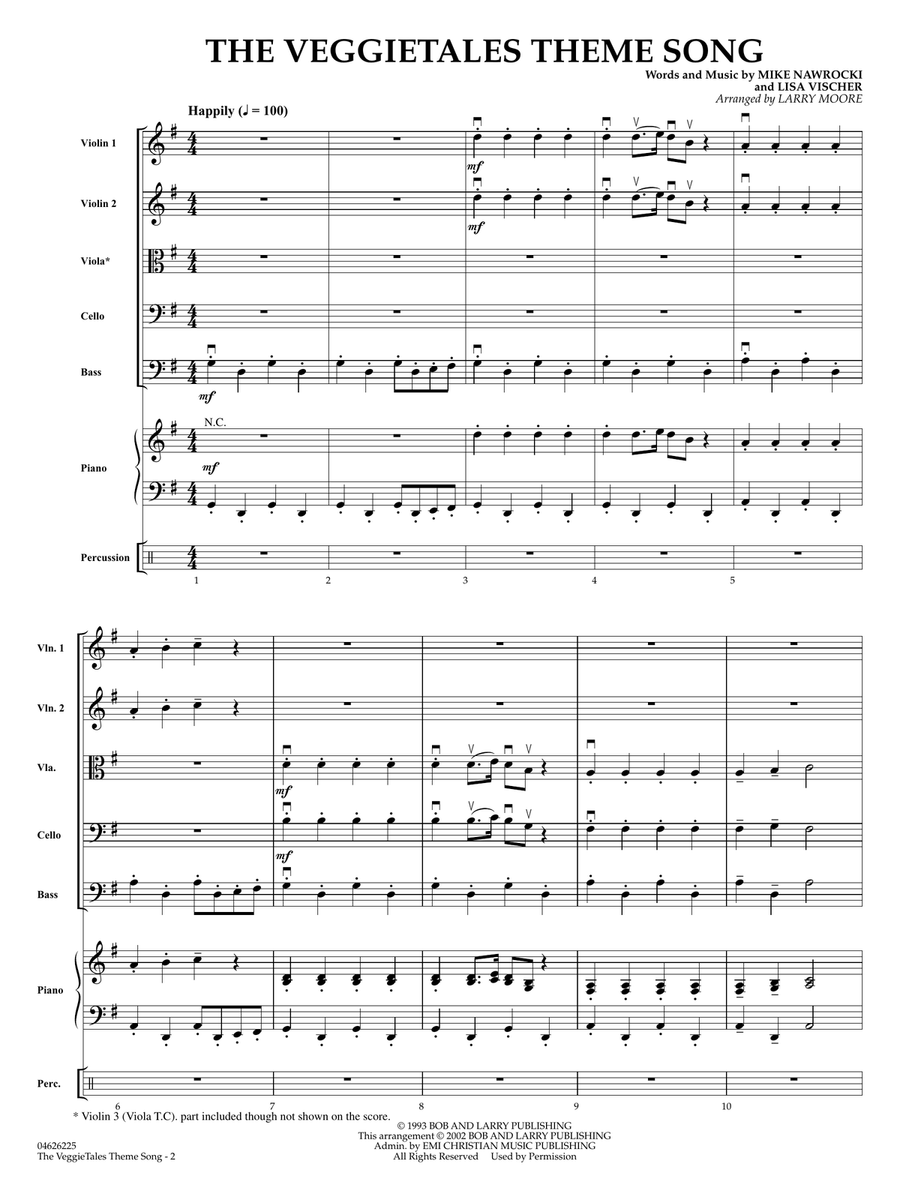 The VeggieTales Theme Song (arr. Larry Moore) - Full Score String Orchestra scores gallery preview page 2