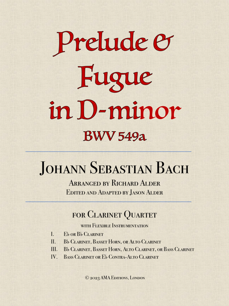 Prelude and Fugue in D-minor BWV 549a for clarinet quartet image number null