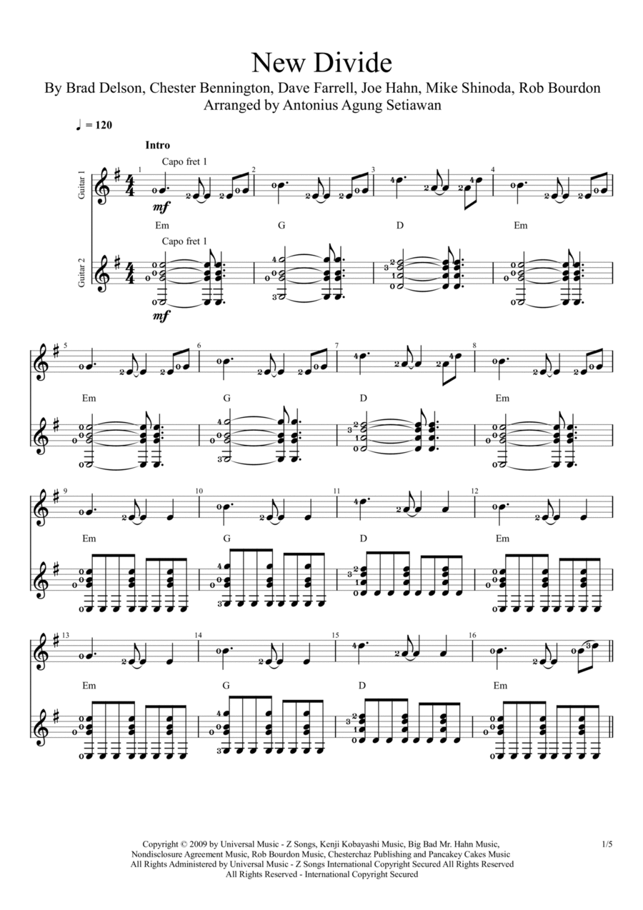 New Divide Guitar scores gallery preview page 1