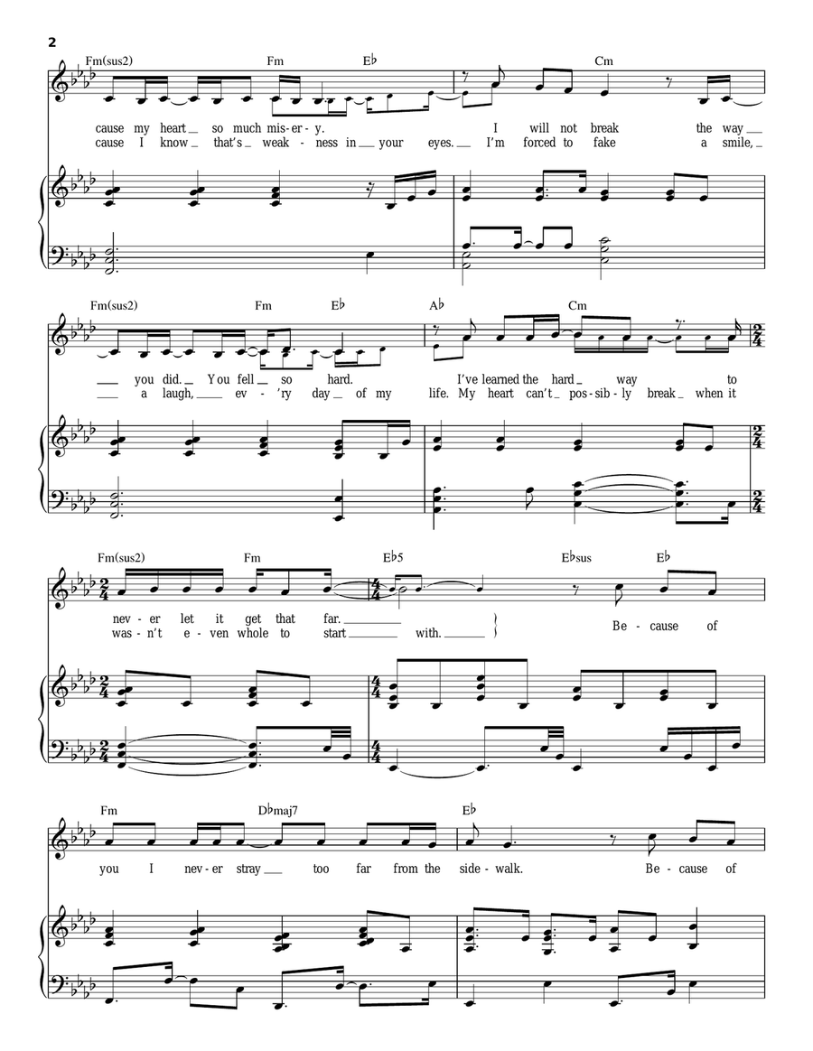 Because Of You Piano, Vocal scores gallery preview page 2