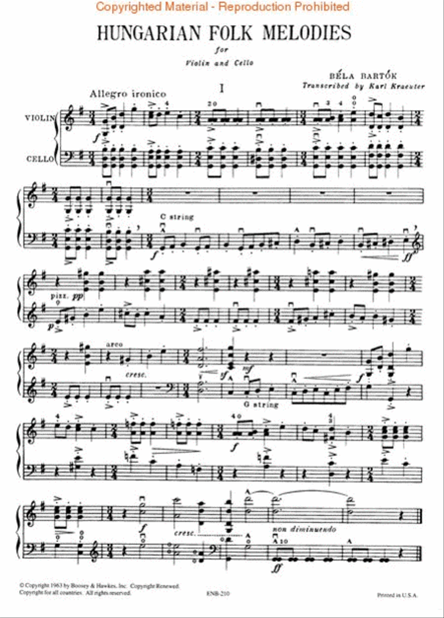 Hungarian Folk Melodies String Duet scores gallery preview page 2