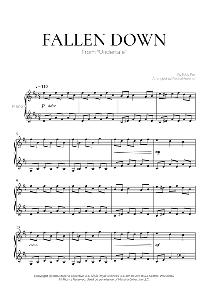 Fallen Down (Piano Solo) - Undertale image number null