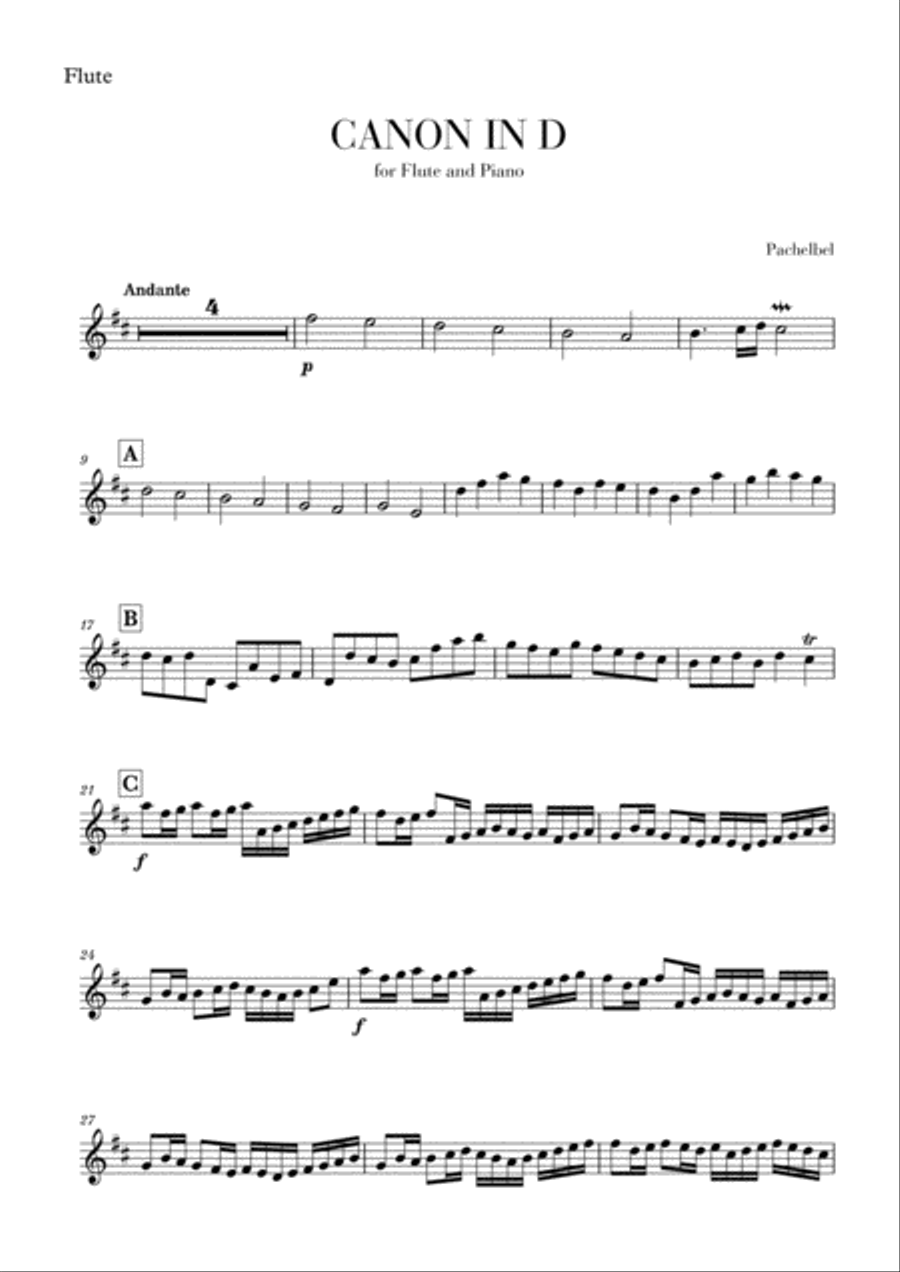 Canon in D for Flute Flute Solo scores gallery preview page 1