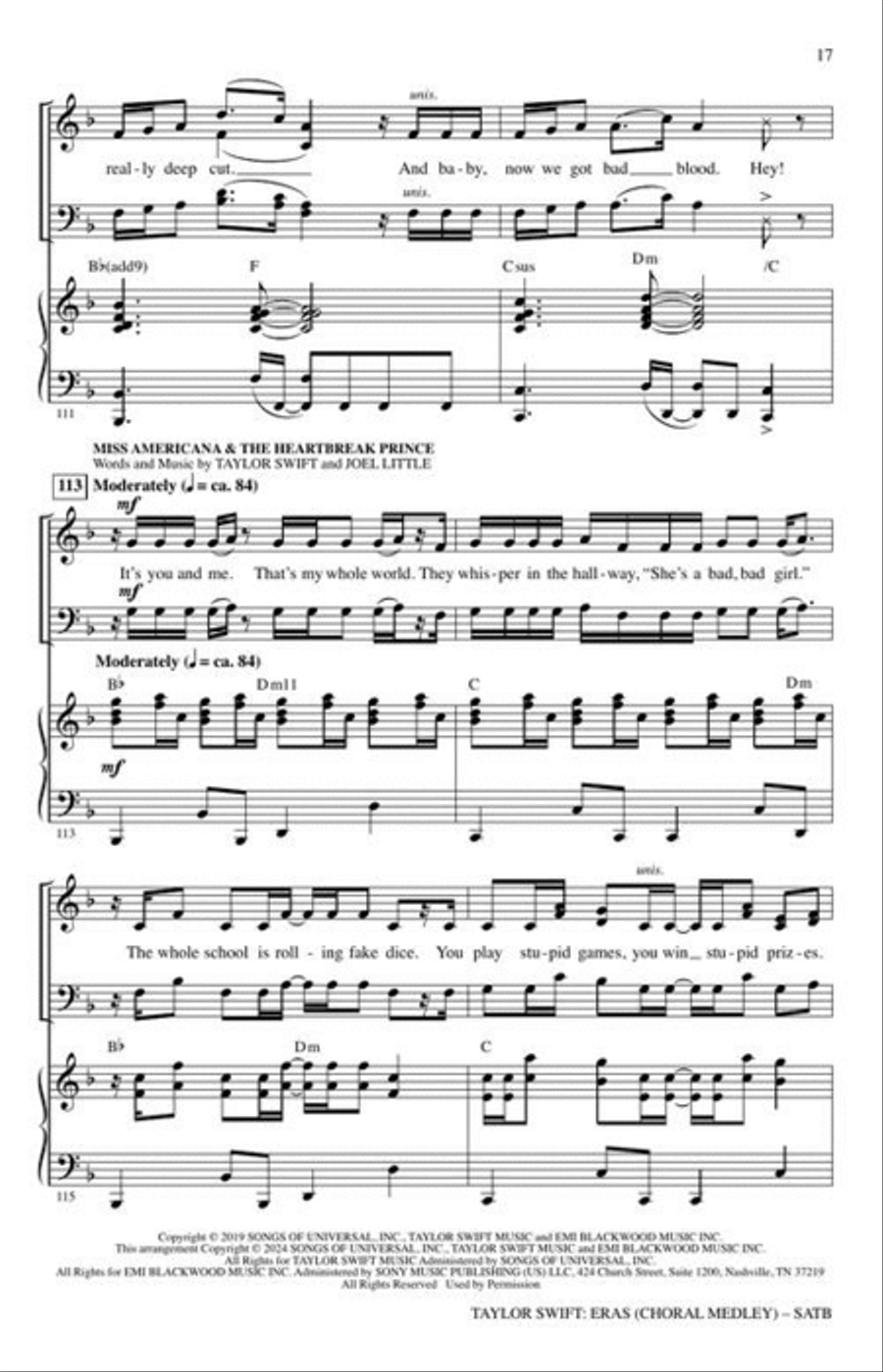 Taylor Swift: Eras (Choral Medley) 4-Part scores gallery preview page 7
