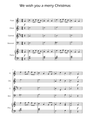 We Wish You a Merry Christmas - Woodwind Quartet w/ Piano