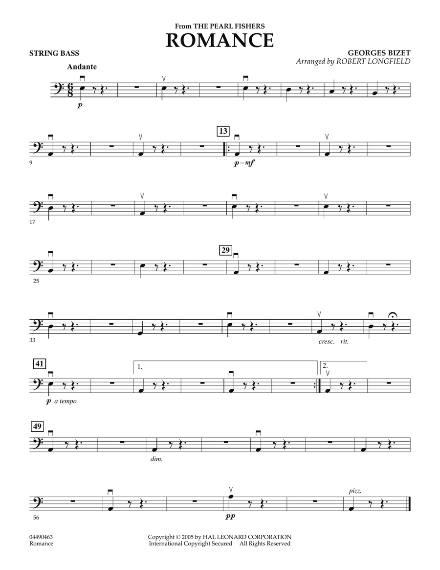 Romance (from The Pearl Fishers) - String Bass Orchestra scores gallery preview page 1