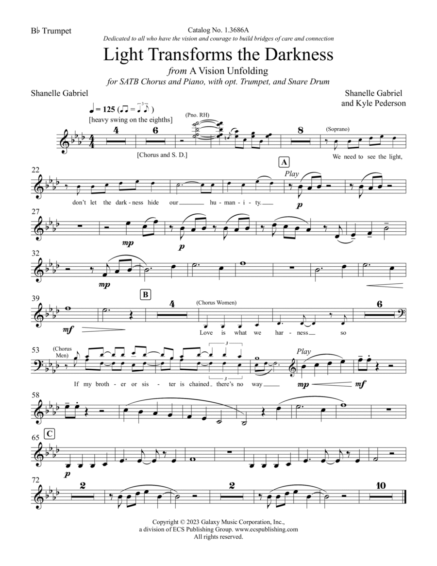 Light Transforms the Darkness Choir scores gallery preview page 1