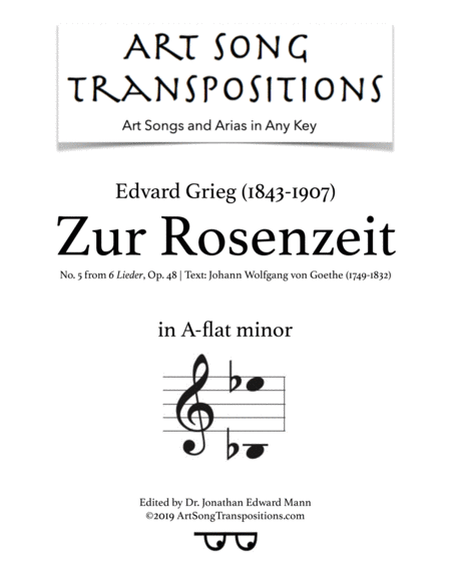 GRIEG: Zur Rosenzeit, Op. 48 no. 5 (transposed to A-flat minor)