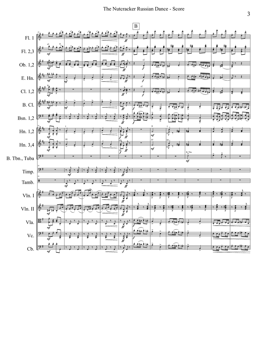 Russian Dance Trepak from The Nutcracker for Full Orchestra Full Orchestra scores gallery preview page 3