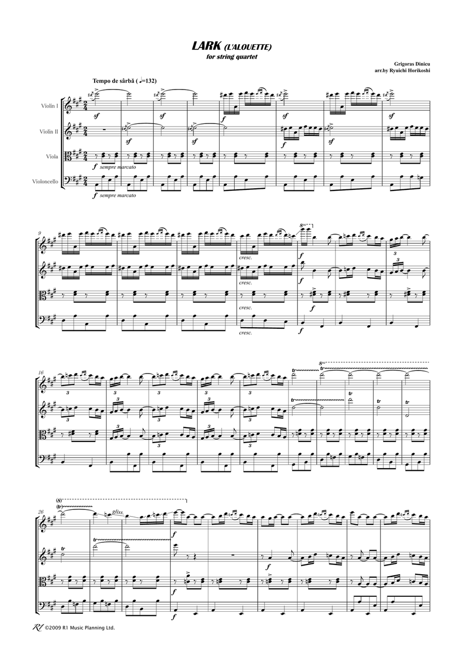 LARK (L'ALOUETTE) String Quartet scores gallery preview page 3