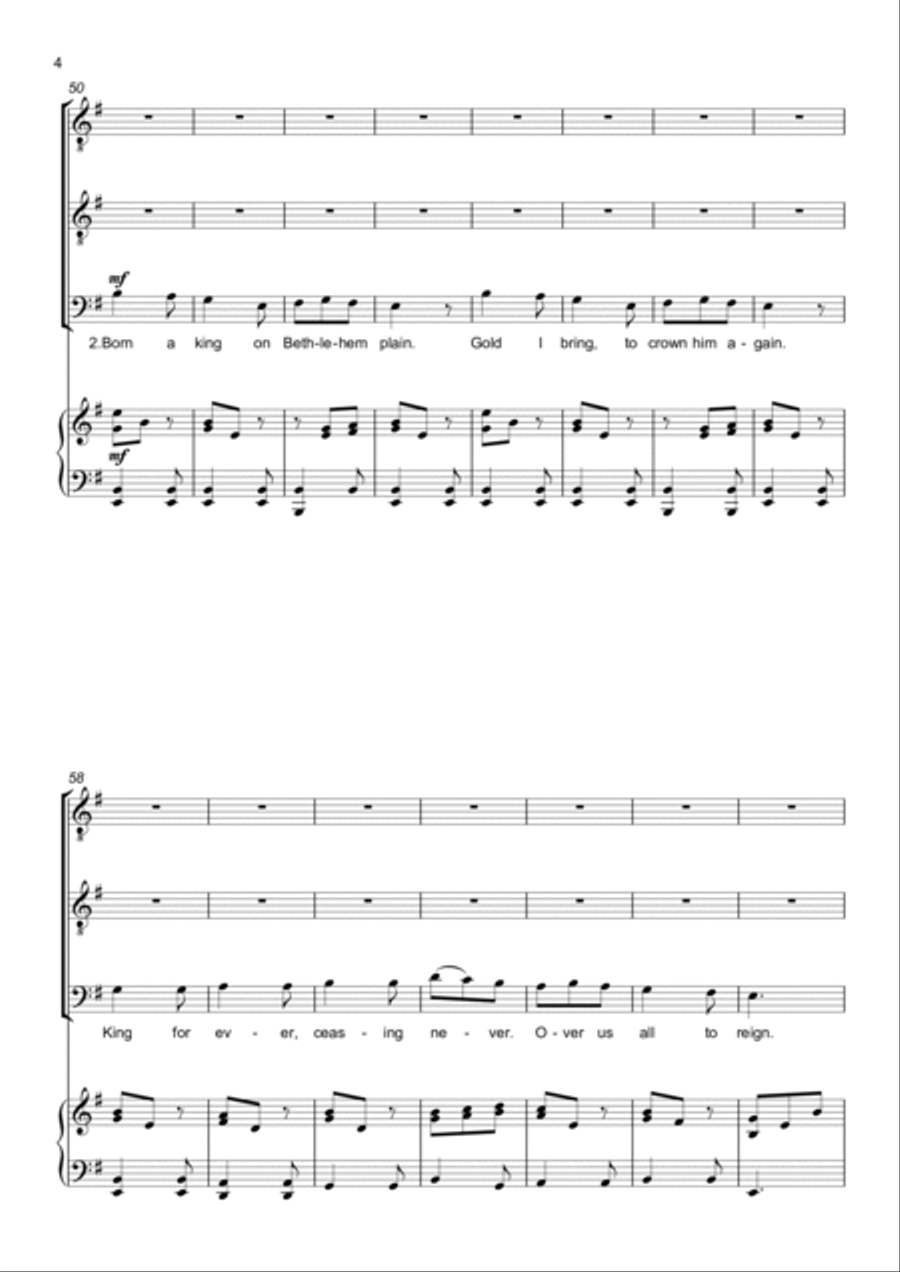 We Three Kings of Orient are - Three part choir (TTB) - Lower Voices TTB scores gallery preview page 4