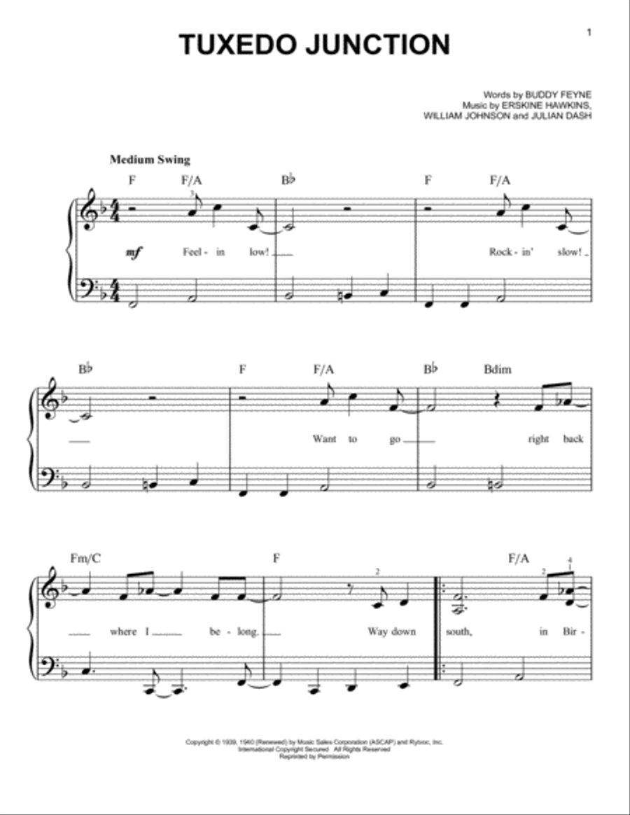 Tuxedo Junction Easy Piano scores gallery preview page 1