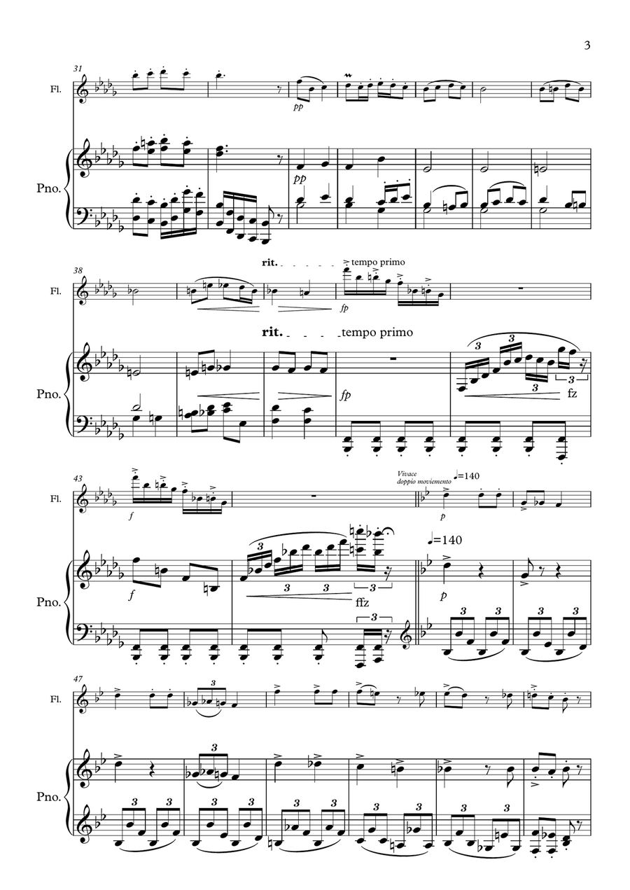 Humoresque No.8, A.Dvorak (flute and piano) Flute Solo scores gallery preview page 3