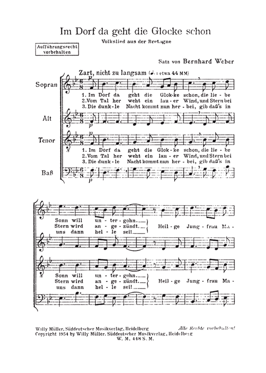 Im Dorf da geht die Glocke schon - L'Angélus 4-Part scores gallery preview page 1