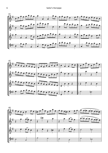 Sailor's Hornpipe - arranged for recorder quartet image number null