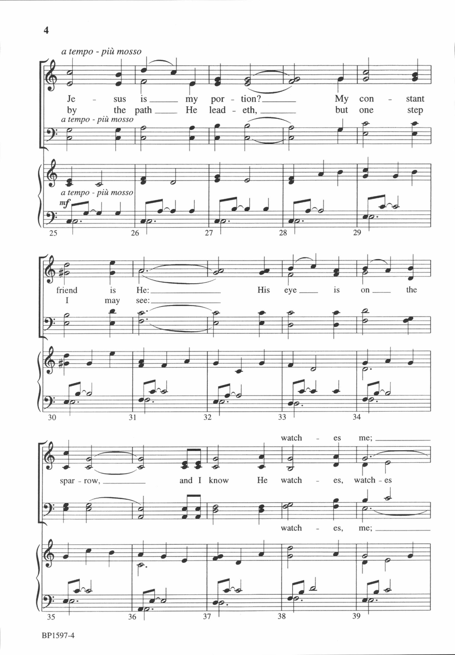 His Eye Is on the Sparrow 4-Part scores gallery preview page 4