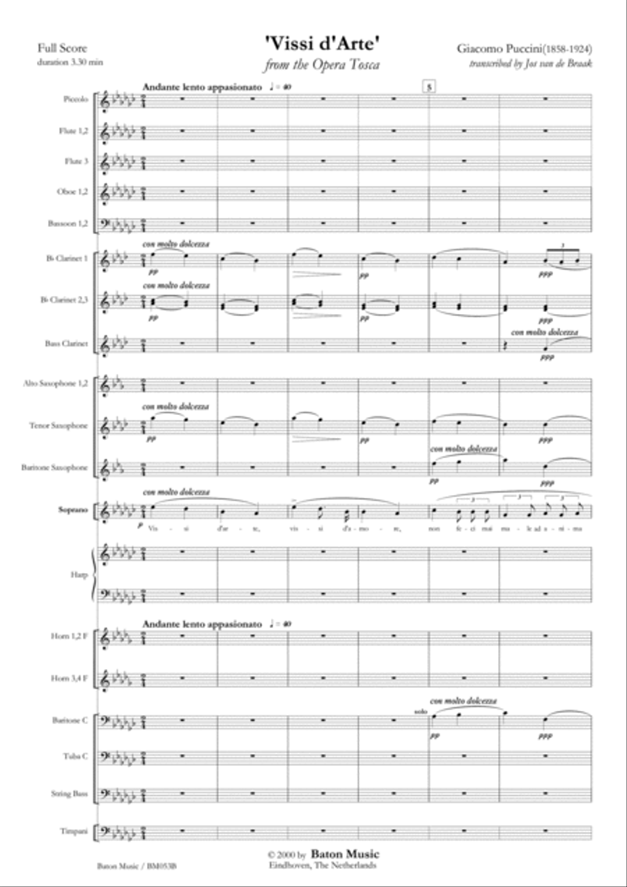 Vissi d' Arte Concert Band scores gallery preview page 2