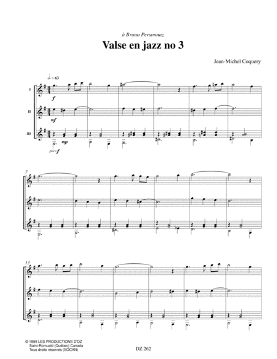 Valse en jazz no 3 Guitar Ensemble scores gallery preview page 3