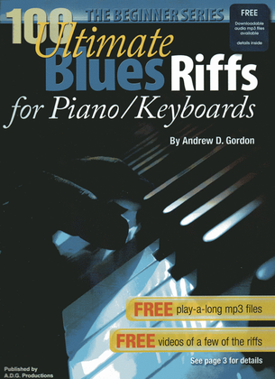 Book cover for 100 Ultimate Blues Riffs for Piano/Keyboards Beginner Series