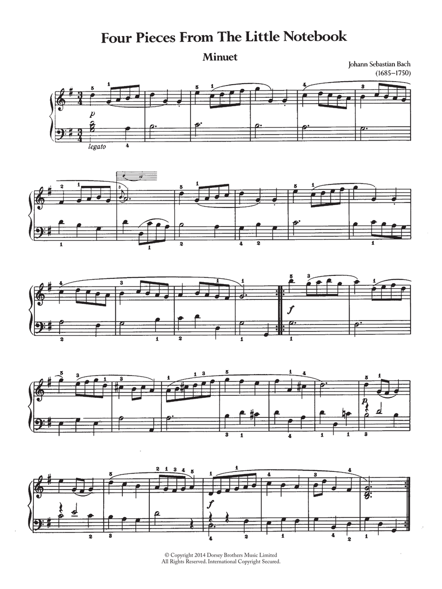 Four Pieces From The Little Notebook Piano Solo scores gallery preview page 1